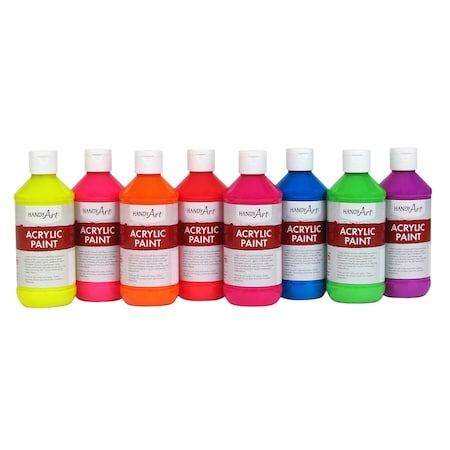 Handy Art Fluorescent Acrylic Paint, 8 oz, 8 Colors 881-021